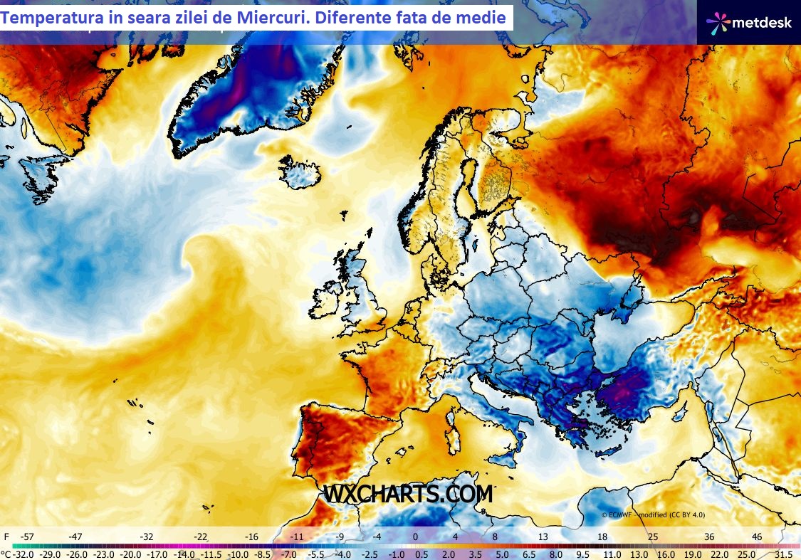 Temperaturi estimate pentru seara zilei de Miercuri, 23 Septembrie 2026