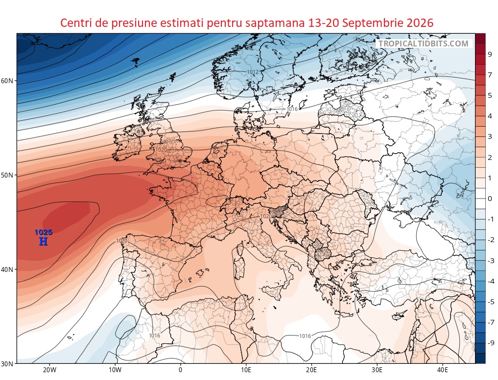 Centri de presiune estimati pentru saptamana 13-20 Septembrie 2026