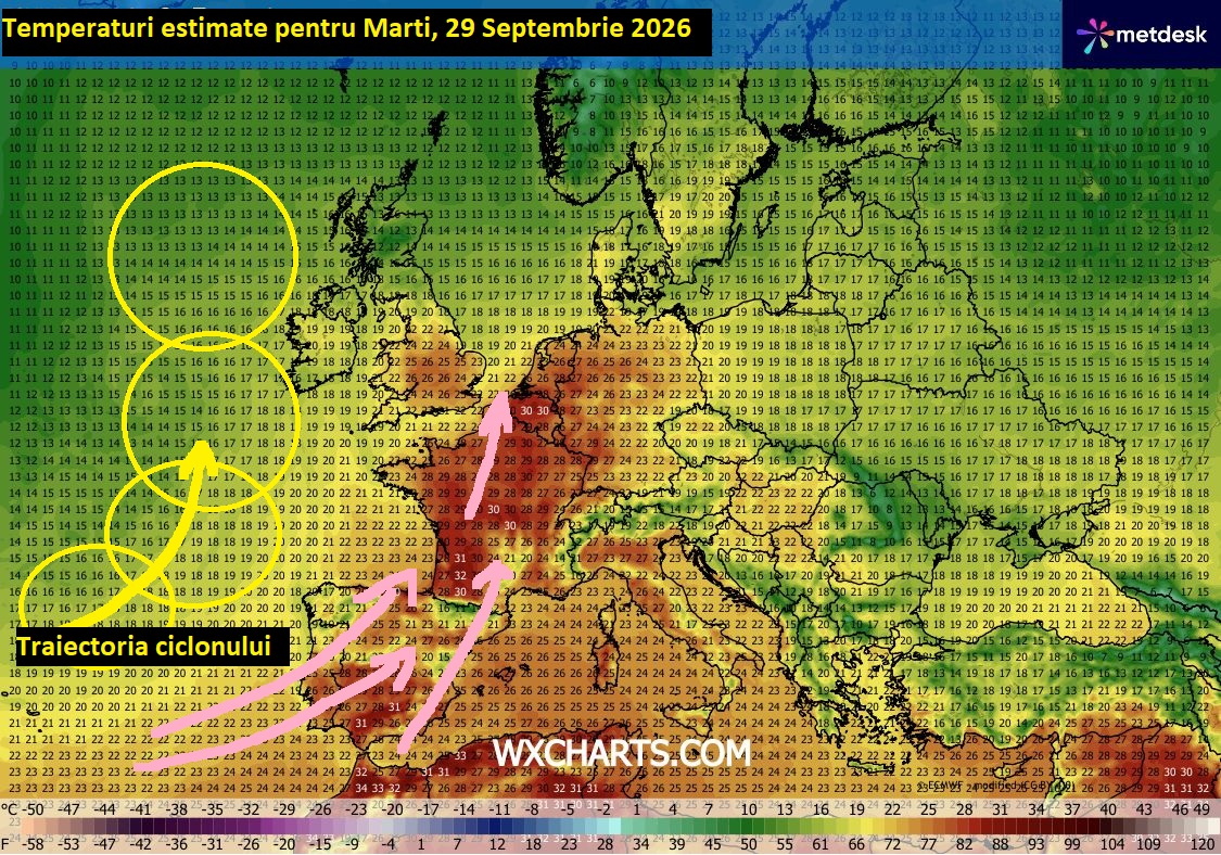 Temperaturi estimate pentru 29 Septembrie 2026