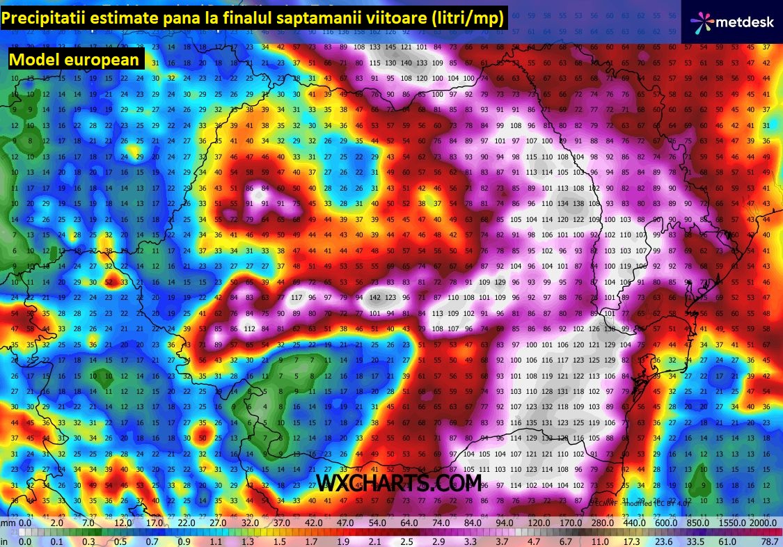 Precipitatii estimate pana Duminica, 27 Septembrie 2026