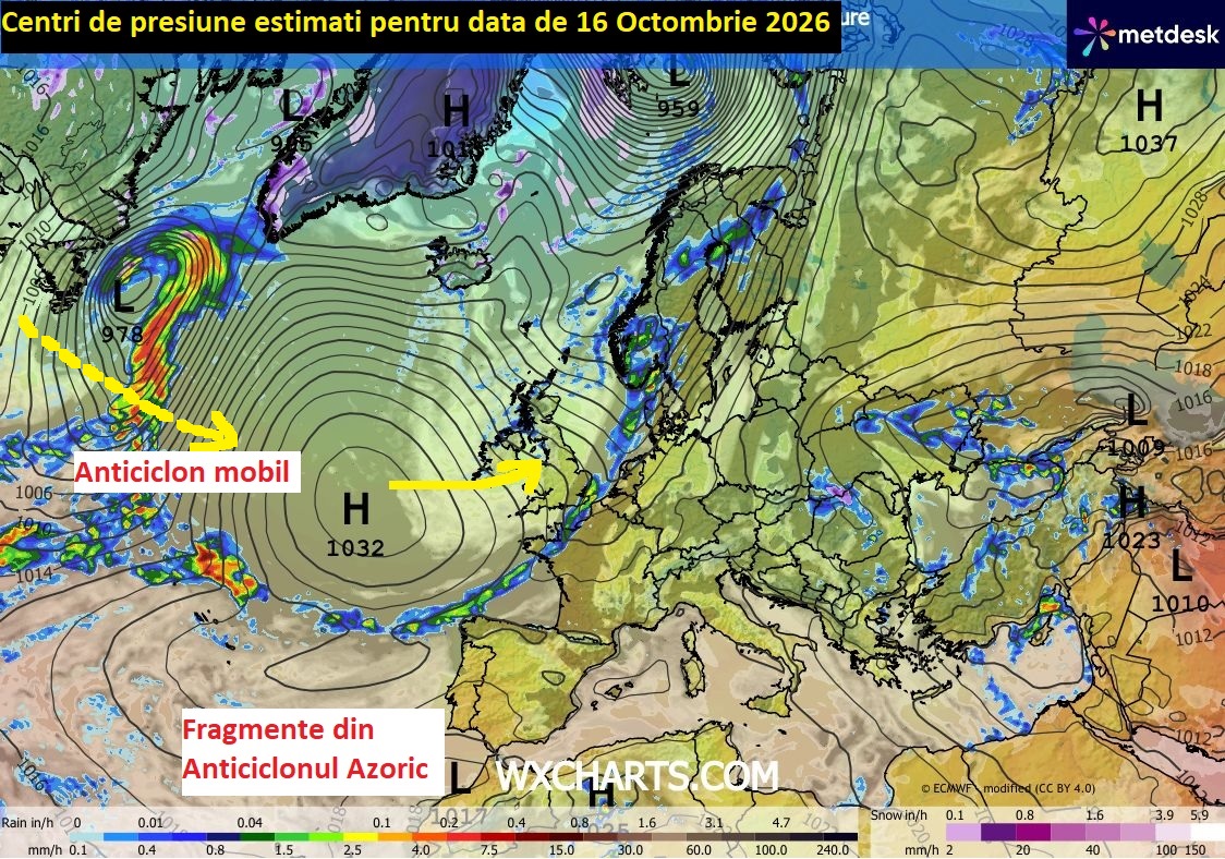 Centri de presiune estimati pentru 16 Octombrie 2026