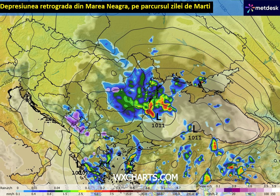 Depresiunea retrograda din Marea Neagra, in ziua de Marti, 27 Octombrie 2026