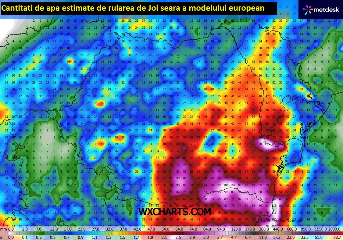 Cantitati de apa estimate pana Vineri, 16 Octombrie 2026