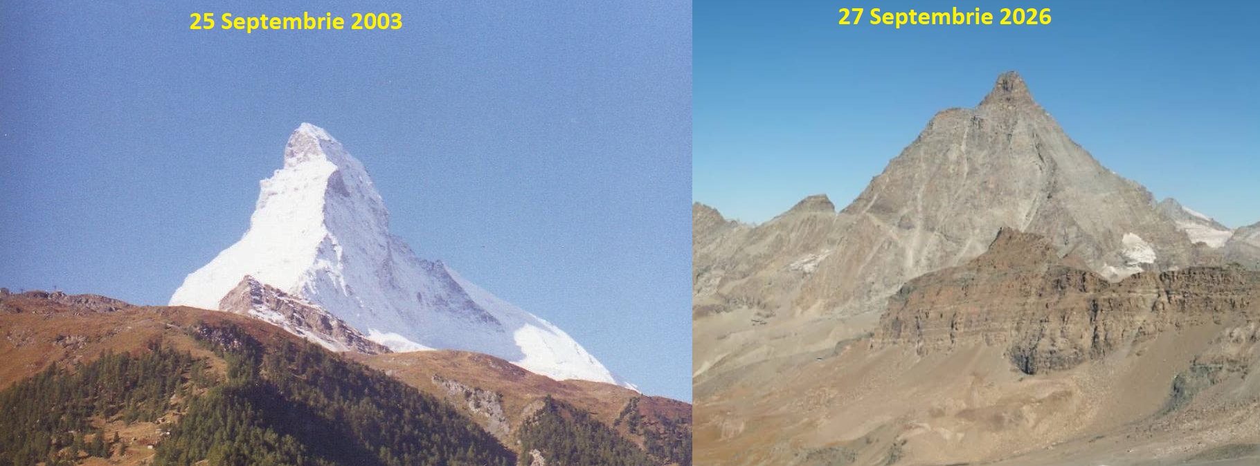 Comparatie intre Septembrie 2003 si Septembrie 2026 in Alpi