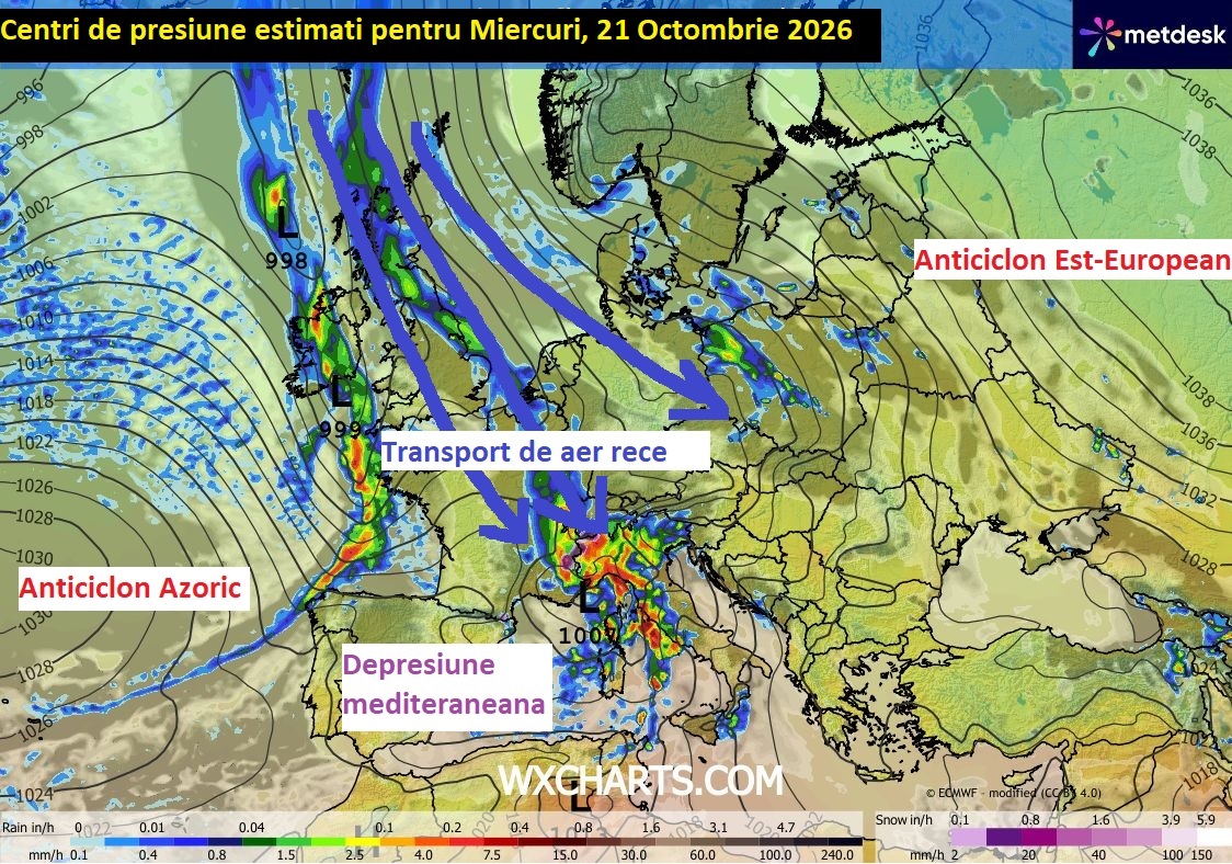 Centri de presiune estimați pentru Miercuri, 21 Octombrie 2026