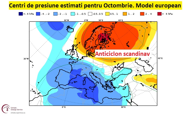 Centri de presiune estimați pentru Octombrie 2026. Model european