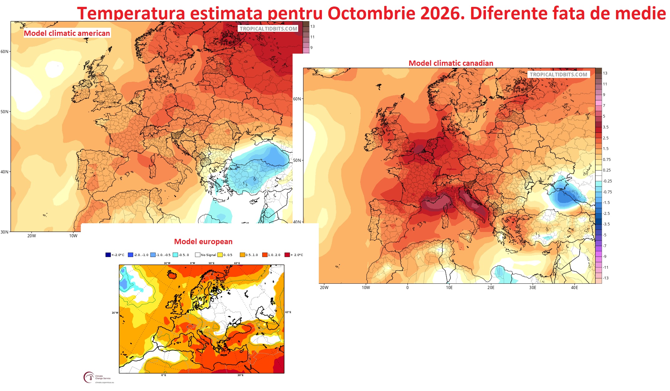 Temperaturi estimate pentru Octombrie 2026