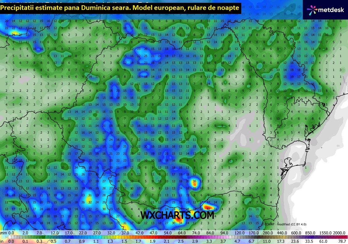 Precipitatii estimate pana Duminica, 11 Octombrie 2026. Rulare de noapte